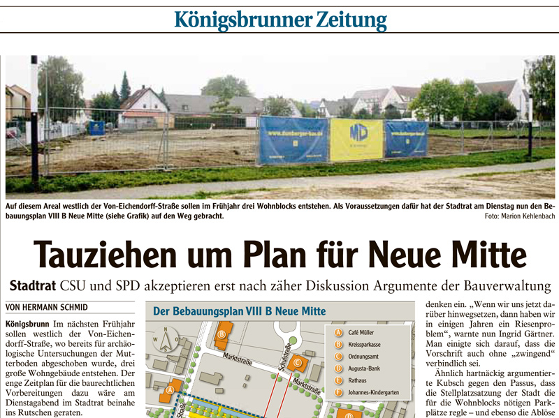 Tauziehen um Plan für Neue Mitte
