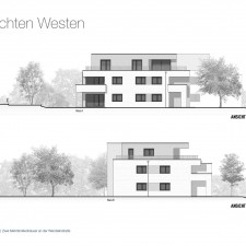 Ansichten Westen - Mehrfamilienhäuser Bobingen, Wendelinstraße - M. Dumberger Bauunternehmung GmbH & Co. KG