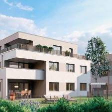 Haus A (Gartenseite) - Mehrfamilienhäuser Bobingen, Wendelinstraße (Darstellung aus Sicht des Illustrators) - M. Dumberger Bauunternehmung GmbH & Co. KG