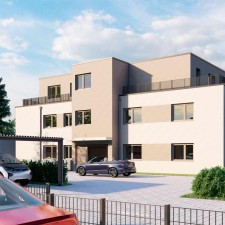 Haus A (Eingangsbereich) - Mehrfamilienhäuser Bobingen, Wendelinstraße (Darstellung aus Sicht des Illustrators) - M. Dumberger Bauunternehmung GmbH & Co. KG