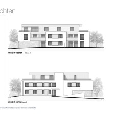 Ansichten Westen/Osten Haus A - Mehrfamilienhäuser Mering Hermann-Löns-Straße - M. Dumberger Bauunternehmung GmbH & Co. KG