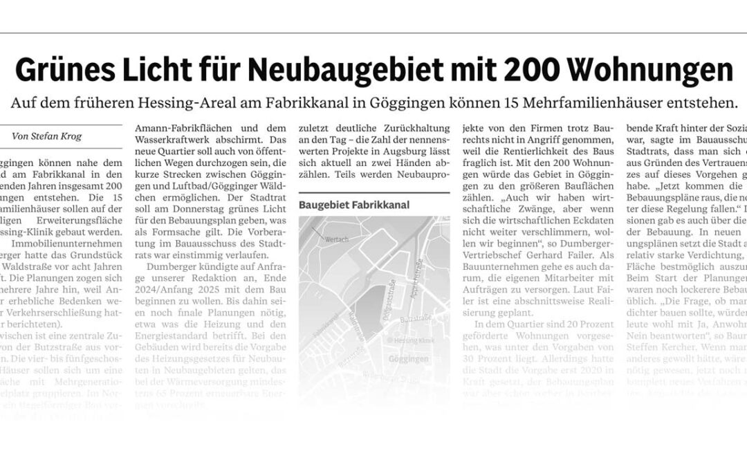 In Göggingen entstehen 200 Wohnungen