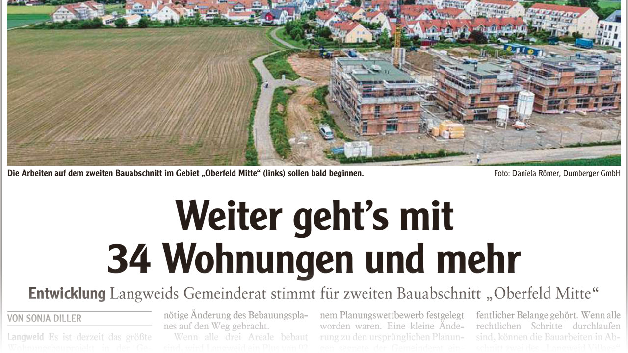Weiter geht's mit 34 Wohnungen und mehr (Artikel Augsburger Allgemeine) - M. Dumberger Bauunternehmung GmbH & Co. KG